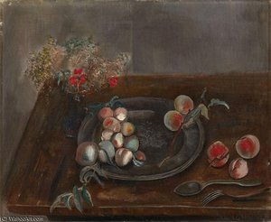Still Life With Fruit And Flowers On A Table — Boris Dmitrievich Grigoriev