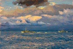 Fleet Minesweepers Off Walcheren Sunrise, 1 November 1944 — Stephen Bone
