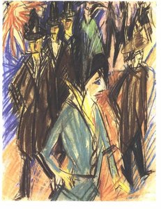 Street Scene With Green Cocotte — Ernst Ludwig Kirchner, Expressionism