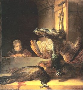 Still Life With Two Peacocks And A Girl — Rembrandt Van Rijn