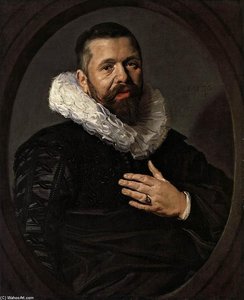 Portrait Of A Bearded Man With A Ruff — Frans Hals I, Baroque Dutch