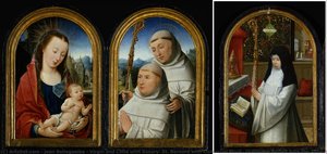 Virgin And Child With Rosary, St. Bernard With Cistercian Monk, Guillaume Bollart With The Abbess Of Flines, Jeanne De Boubais On The Reverse — Jean Bellegambe