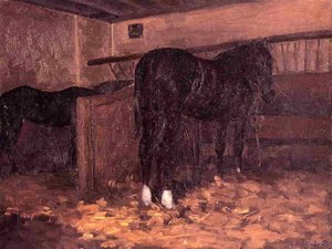 Horses In The Stable — Gustave Caillebotte