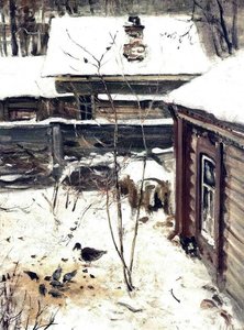 Yard. Winter — Alexei Kondratyevich Savrasov, Russian Realism