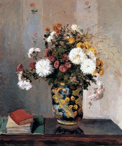 Chrysanthemums In A Chinese Vase — Camille Pissarro