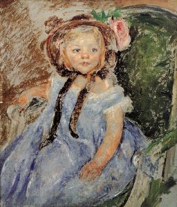 Sara In Dark Bonnet With Right Hand On Arm Of Chair — Mary Stevenson Cassatt, Impressionism