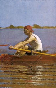 John Biglin In A Single Scull, Oil On Canvas, Yale Un — Thomas Eakins