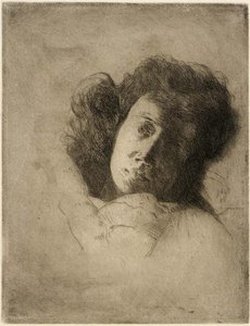 Study Of A Woman's Head — Julian Alden Weir
