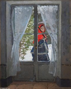 The Red Cape (madame Monet) — Claude Monet, Impressionistic Landscape