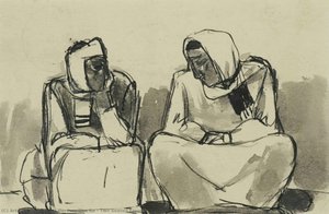 Two Seated Figures — Josef Herman Obe Ra