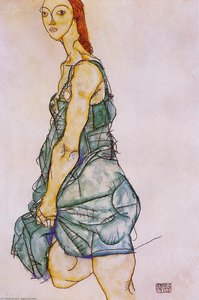 Standing Woman In A Green Shirt — Egon Schiele, Expressionism
