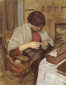 Elisabeth Gerhardt, Sewing (girl Sewing — August Macke