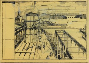 Bath Iron Works In Bath, Maine — Carroll Thayer Berry, Realism