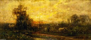 Plowing The Field At Sunset — Charles Henry Miller