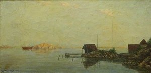 Harbor Scene With Dock — Lef Feliksovich Lagorio