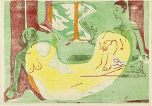 Three Nudes In The Forest — Ernst Ludwig Kirchner, Expressionism