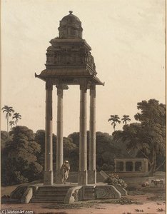 A Pavillion, Belonging To A Hindoo Temple; And A Minar At Gour — Thomas Daniell