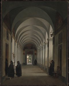 Monks In The Cloister Of The Church Of Gesù E Maria, Rome — François Marius Granet, Baroque