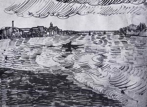 Rhone With Boats And A Bridge — Vincent Willem Van Gogh, Post-impressionism