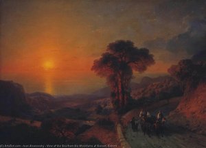 View Of The Sea From The Mountains At Sunset. Crimea — Ivan Konstantinovich Aivazovsky, Romantic Seascapes