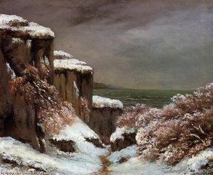 Cliffs By The Sea In The Snow — Gustave Courbet, Realism