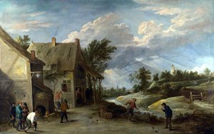 Peasants Playing Bowls Outside A Village Inn — David Teniers The Younger, Baroque