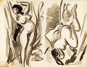 Two Female Nudes, Reclining — Carl Newman