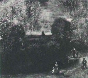 Parsonage Garden At Nuenen With Pond And Figures, The — Vincent Willem Van Gogh