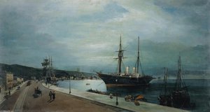 Moonlit Harbour Of Volos — Konstantinos Volanakis