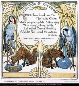 The Fox And The Crane — Walter Crane, Victorian Illustration
