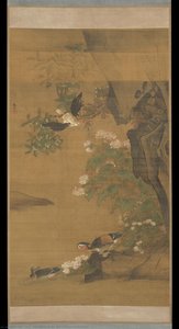 Mandarin Ducks And Cotton Rose Hibiscus — Lü Ji