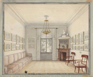 Berlin: Schloss Charlottenburg, Schlosspark, New Pavilion (known As The ‘schinkel Pavilion’). View Of The White Room As Sample Design For Rooms On The Upper Floor — Karl Friedrich Schinkel, Baroque Revival