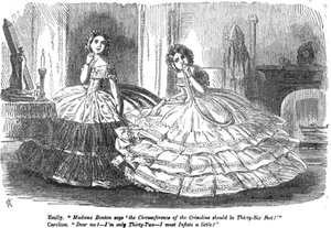 Two Women Dressing For A Ball In Inflatable Crinoline Dresses — Charles Samuel Keene