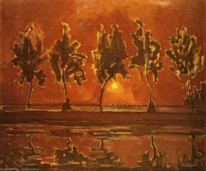 Trees By The Gein At Moonrise — Piet Mondrian