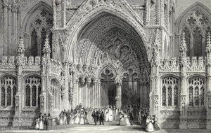 Lincoln Cathedral Entrance E.challis After A Picture — Thomas Allom