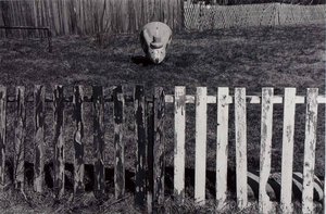 Untitled (fence, Wooden Rabbit) — Burk Uzzle