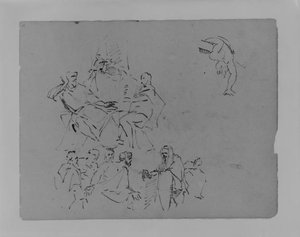 Two Figures Conversing; Prophet Addressing Group; A Man Leaning Over A Ledge — Thomas Sully