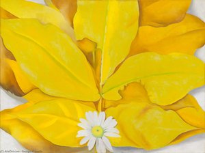 Yellow Hickory Leaves With Daisy — Georgia O'keeffe