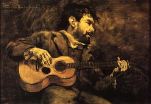 Dario De Regoyos Playing The Guitar — Theo Van Rysselberghe