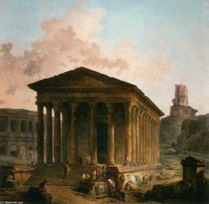 The Maison Carée, The Arenas And The Magne Tower In Nimes — Hubert Robert