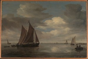 Fishing Boats On A River — Salomon Van Ruysdael