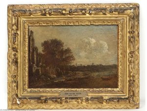 A Wooded Mountainous River Landscape With Cattle Watering — James Arthur O Connor
