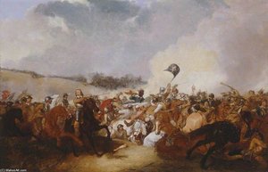Oliver Cromwell Leading His Cavalry Into Battle — Abraham Cooper