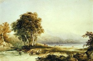 Mountainous Landscape With Lake And Stream — Anthony Vandyke Copley Fielding