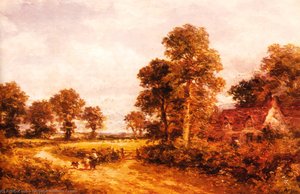 The Lane At Whittington, Worcestershire — R.a Benjamin Williams Leader