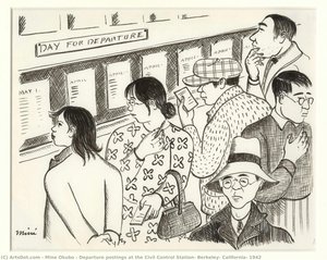 Departure Postings At The Civil Control Station, Berkeley, California, 1942 — Miné Okubo