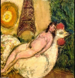 Naked On A White Cock — Marc Chagall