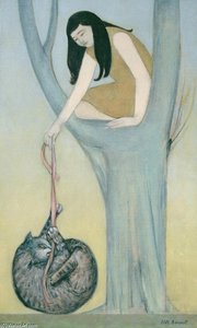 Woman On Tree With Cat — Will Barnet