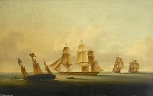 End Of The Action Between Hms 'arrow' And 'acheron' And The French Frigates 'hortense' And 'incorruptible' — Francis Sartorius Ii (john Francis Sartorius)