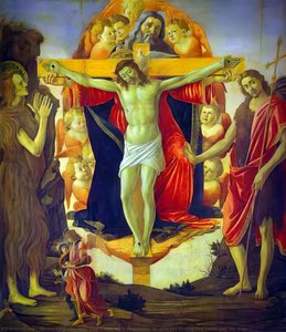 Holy Trinity With Mary Magdalene, St. John The Baptist And Tobias And The Ange — Sandro Botticelli, Early Renaissance